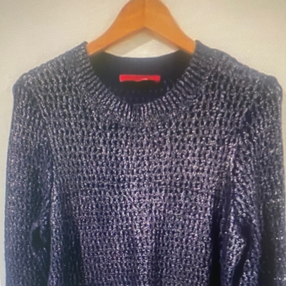 Narciso Rodriguez women’s purple glitter cotton blend knit sweater XL
